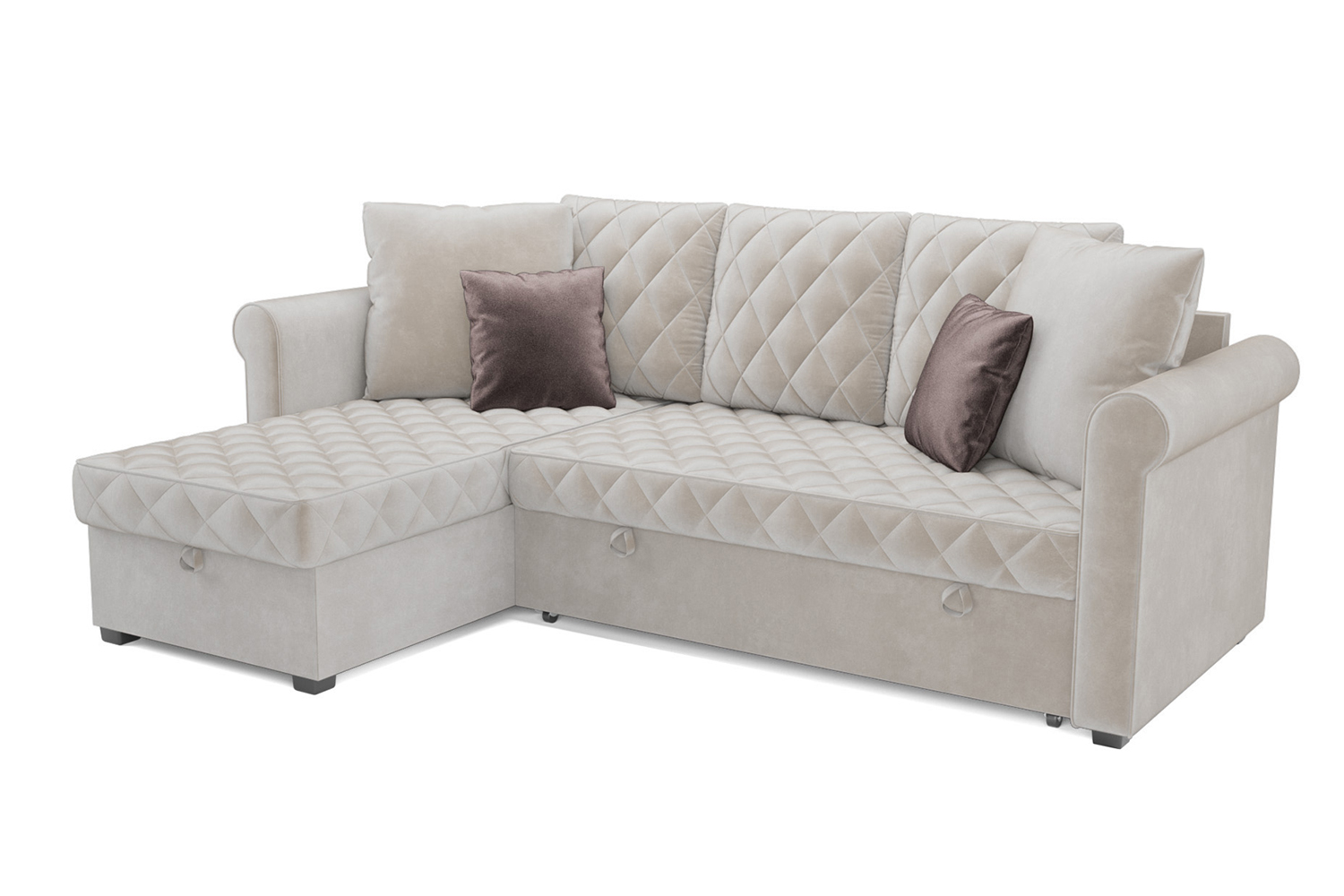 Диван-кровать угловой "Берлин" бархат бежевый Star velvet 6 Light beige ...