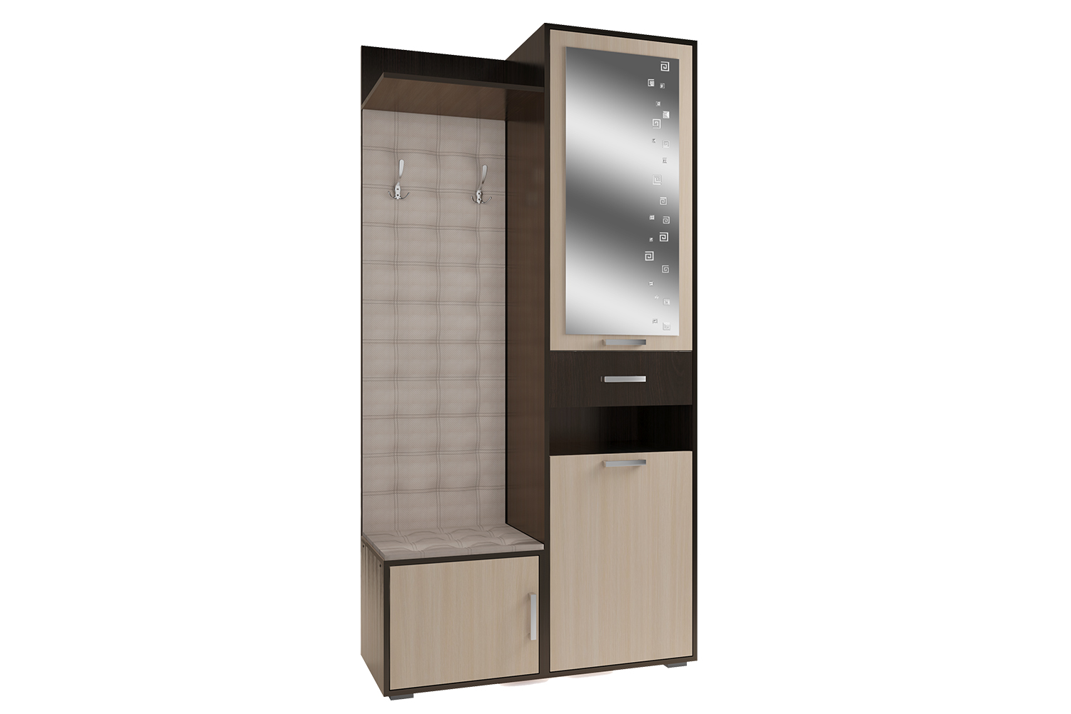 Прихожая "Ивушка 22" бодега темный, бодега светлый, экокожа бежевая ...