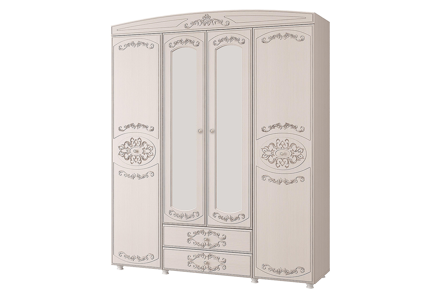 Шкаф для одежды "Каролина" четырехстворчатый с зеркалом патина/вудлайн ...