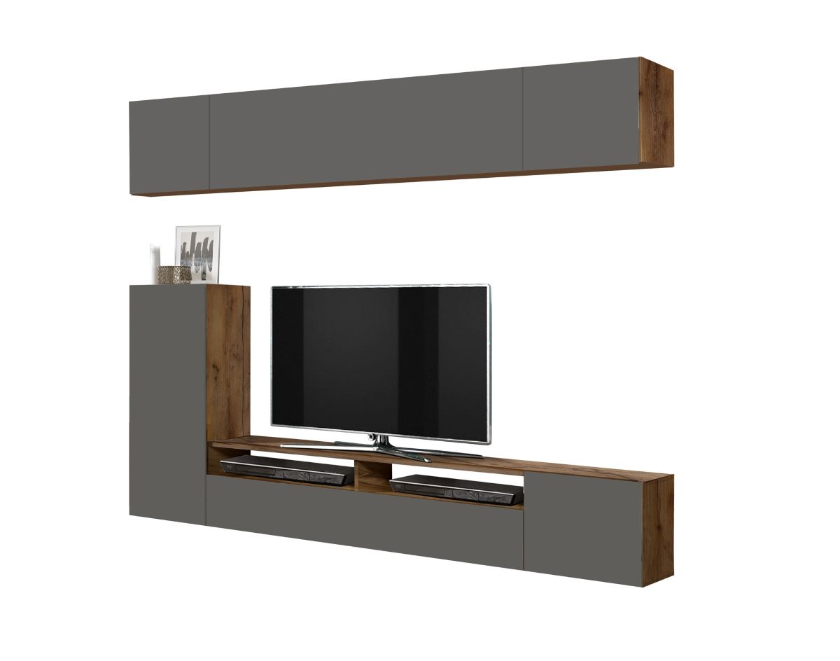 Стенка "Прага-5" (фасад ЛДСП) таксония/диамант серый купить за 16040 ...