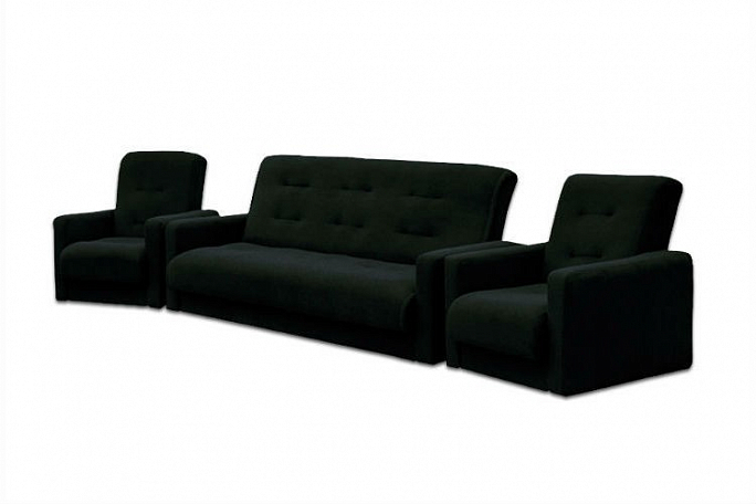 Комплект диван "Милан" + 2 кресла Астра черный