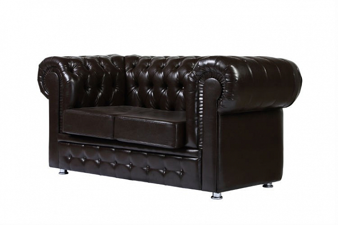 Диван "Честер" 2-х местный экокожа коричневый