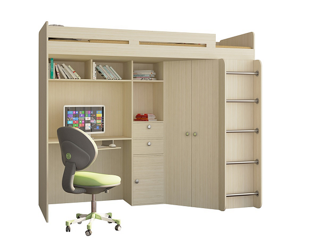 Кровать-чердак "Астра" дуб молочный