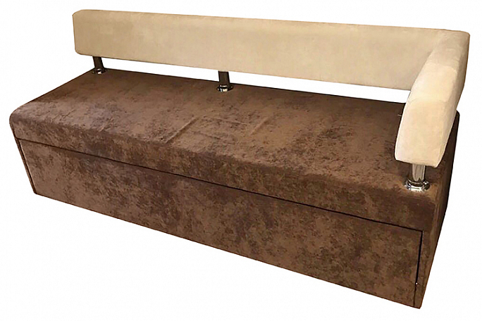 Диван-кровать кухонный "Дельфин" сиденье микровелюр коричневый/спинка микровелюр бежевый