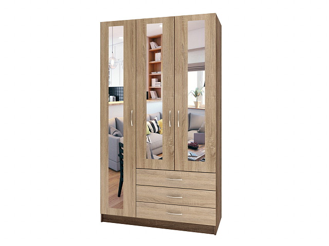 Шкаф распашной трехстворчатый "Лайт Люкс" Т-31