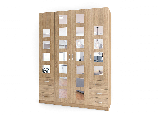 Шкаф распашной четырехстворчатый "Лайт Люкс" Ч-34