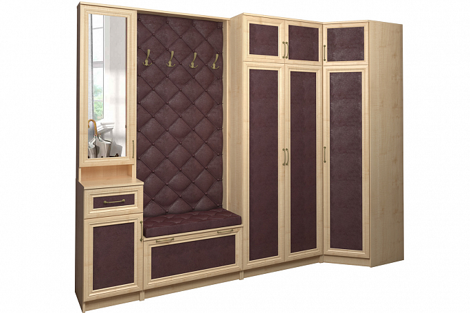 Прихожая "Джесси 28" кожа, каретная стяжка