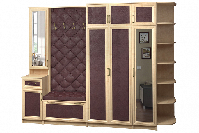 Прихожая "Джесси 25" кожа, каретная стяжка