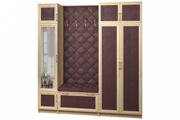 Прихожая "Джесси 19" кожа, каретная стяжка