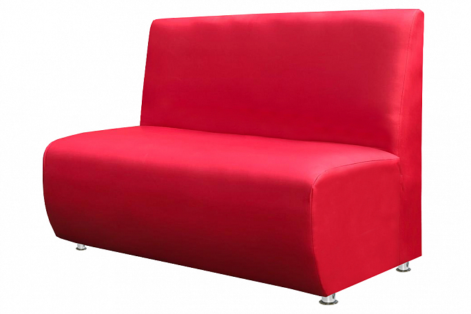 Красный диван из кожзама