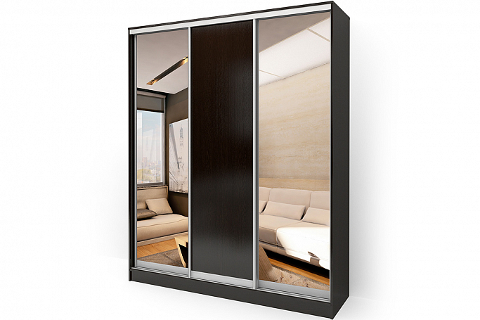 Шкаф-купе "Версаль" 3-х дверный, 1 ЛДСП+2 Зеркала