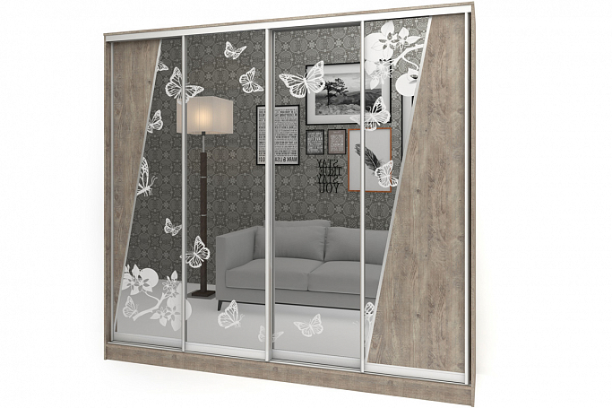 Шкаф-купе "Аурум 16" пескоструй