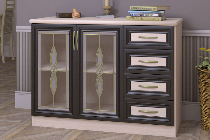 Комод №8 со стеклом витраж