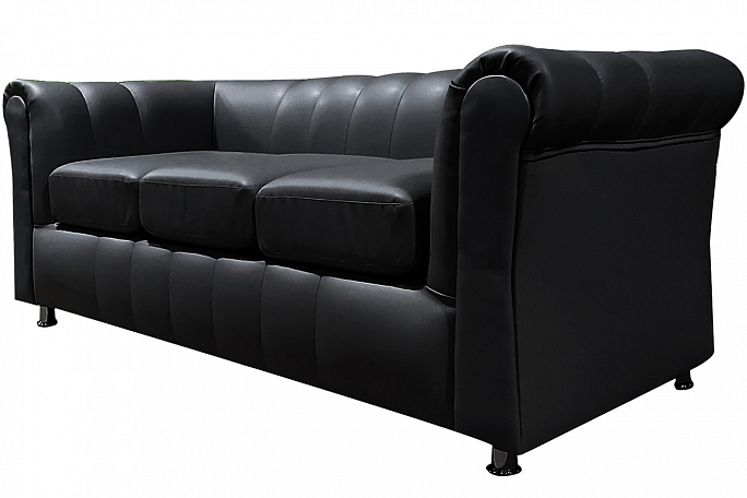 Диван "Брайтон" 3-х местный экокожа черная