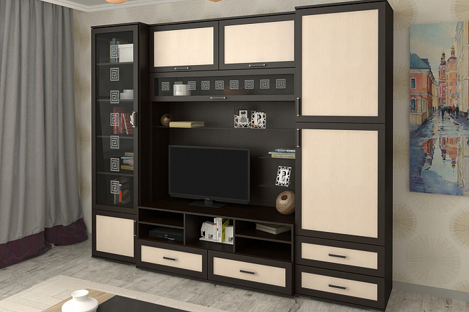 Стенка "Азалия-7" МДФ пескоструй