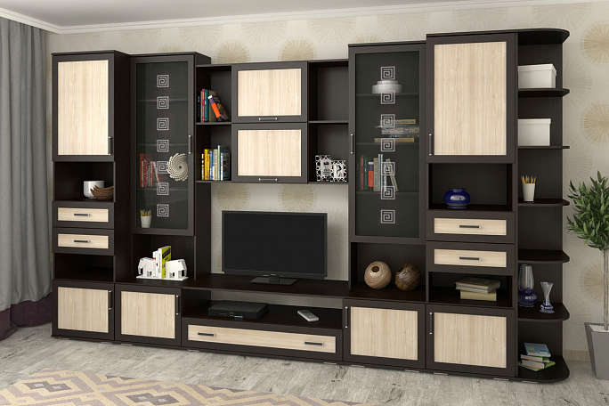 Стенка "Азалия-9" МДФ, пескоструй