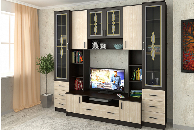 Стенка "Азалия-4" ЛДСП витраж