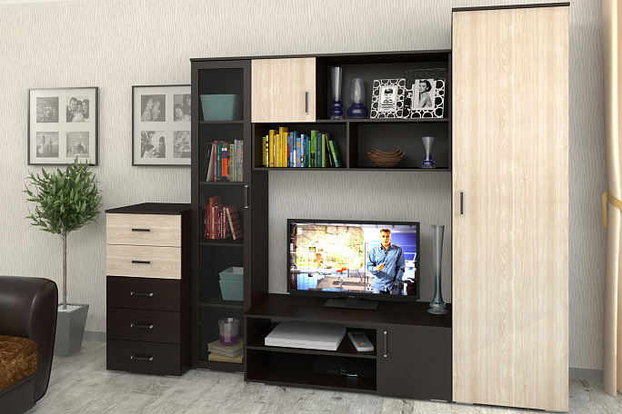 Стенка "Азалия-3" ЛДСП, стекло