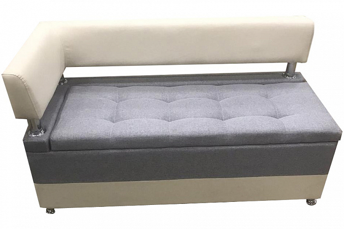 Диван кухонный "Парма" белая экокожа и серая рогожка