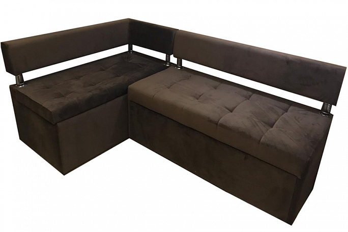 Угловой диван кухонный "Дельфин+Парма" коричневый микровелюр