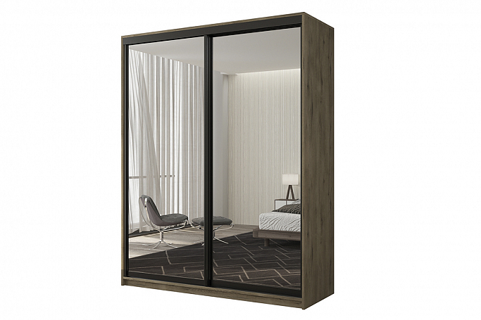 Шкаф-купе 2-дверный "Кааппи 1", дуб Эвок прибрежный