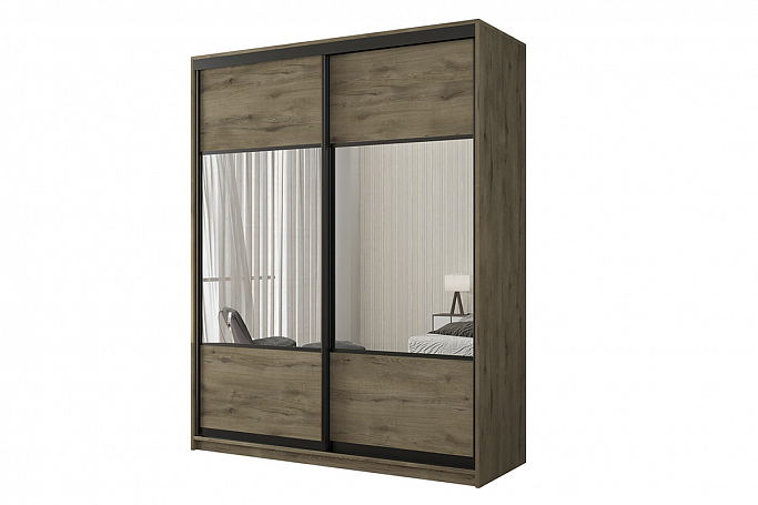 Шкаф-купе 2-дверный "Кааппи 6", дуб Эвок прибрежный