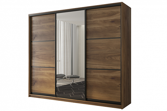 Шкаф-купе 3-дверный "Кааппи 2", дуб Кастелло бренди