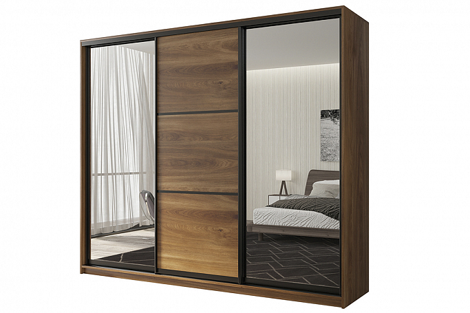 Шкаф-купе 3-дверный "Кааппи 3", дуб Кастелло бренди