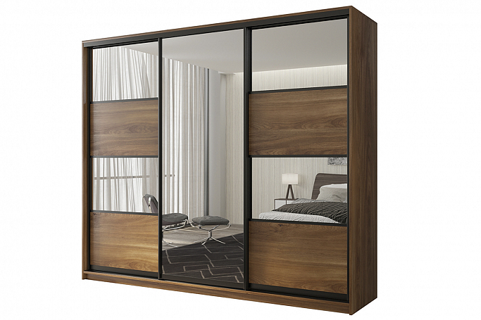 Шкаф-купе 3-дверный "Кааппи 5", дуб Кастелло бренди