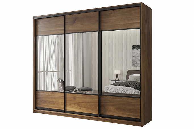Шкаф-купе 3-дверный "Кааппи 6", дуб Кастелло бренди