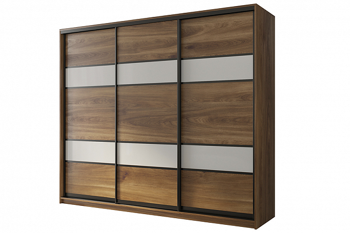Шкаф-купе 3-дверный "Кааппи 8", дуб Кастелло бренди