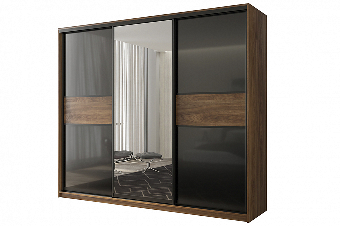 Шкаф-купе 3-дверный "Кааппи 9", дуб Кастелло бренди
