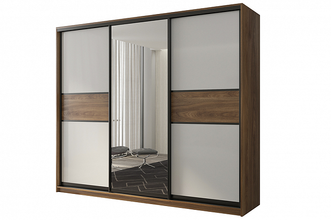 Шкаф-купе 3-дверный "Кааппи 10", дуб Кастелло бренди