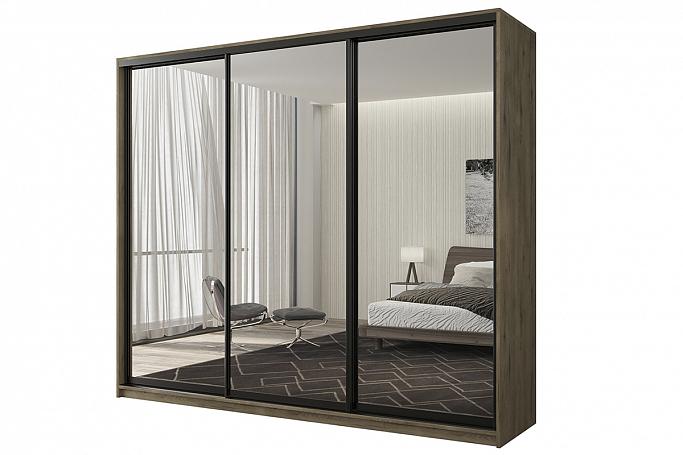 Шкаф-купе 3-дверный "Кааппи 1", дуб Эвок прибрежный