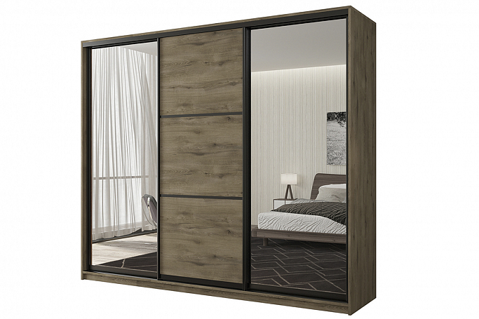 Шкаф-купе 3-дверный "Кааппи 3", дуб Эвок прибрежный