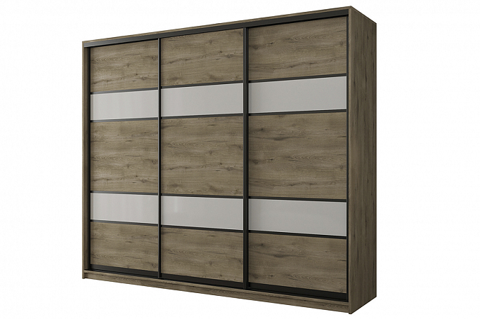 Шкаф-купе 3-дверный "Кааппи 8", дуб Эвок прибрежный