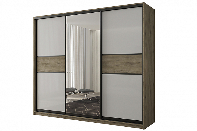 Шкаф-купе 3-дверный "Кааппи 10", дуб Эвок прибрежный