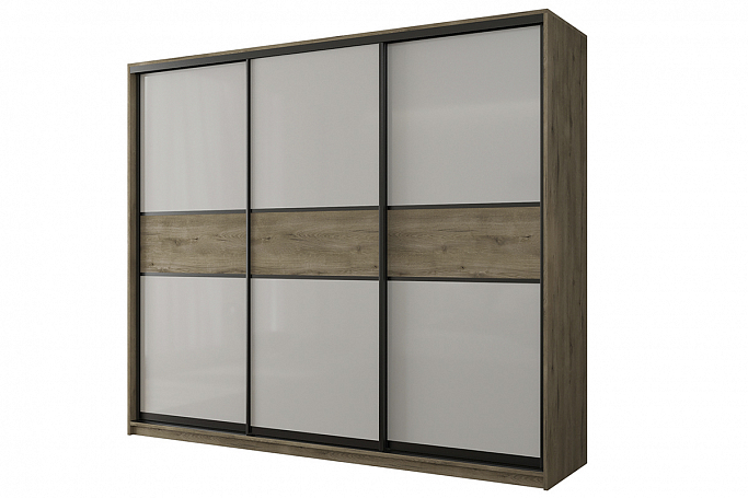 Шкаф-купе 3-дверный "Кааппи 11", дуб Эвок прибрежный