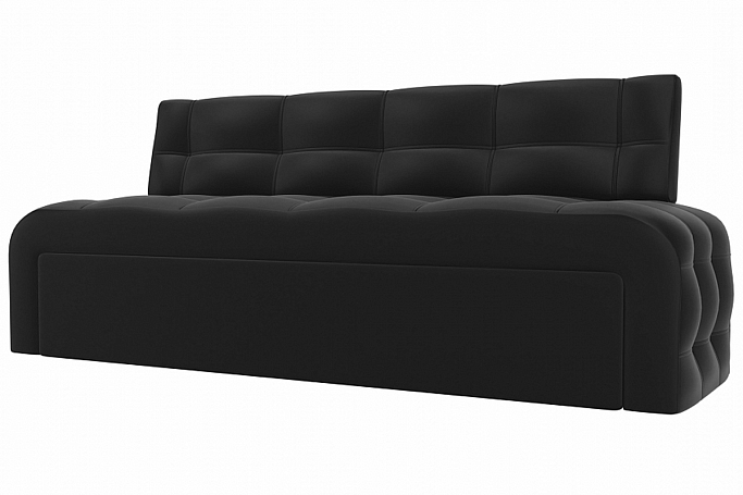 Кухонный прямой диван-кровать "Люксор" черная экокожа, 28577