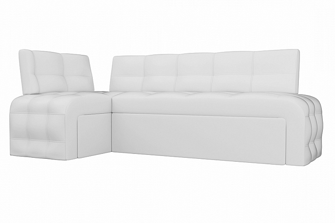 Кухонный угловой диван-кровать "Люксор" левый угол, белая экокожа, 28595L
