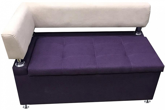 Диван кухонный "Парма" 1200 велюр бежевый и фиолетовый в наличии 1шт, 2 подлокотника