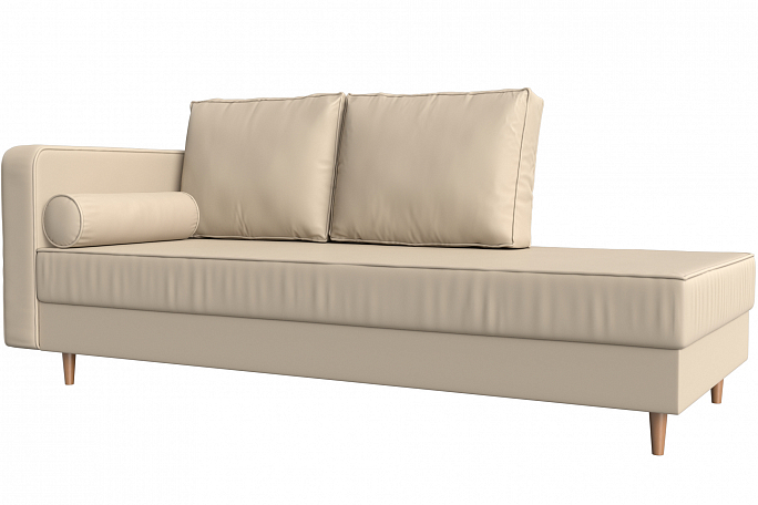 Кушетка "Прайм" угол левый, бежевая экокожа, 100891L