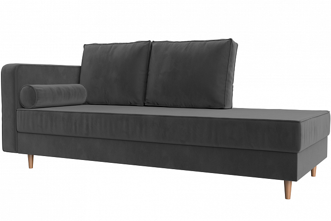 Кушетка "Прайм" угол левый, серый велюр,100877L