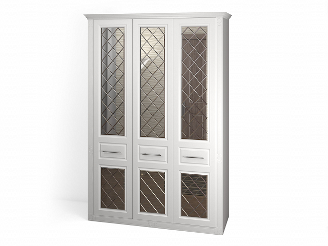 Шкаф треxcтвopчaтый распашной "Венеция-1" зеркало гравировка/зеркало гравировка