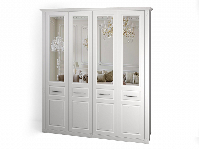 Шкаф четырехcтвopчaтый распашной "Венеция-1" зеркало/глухой