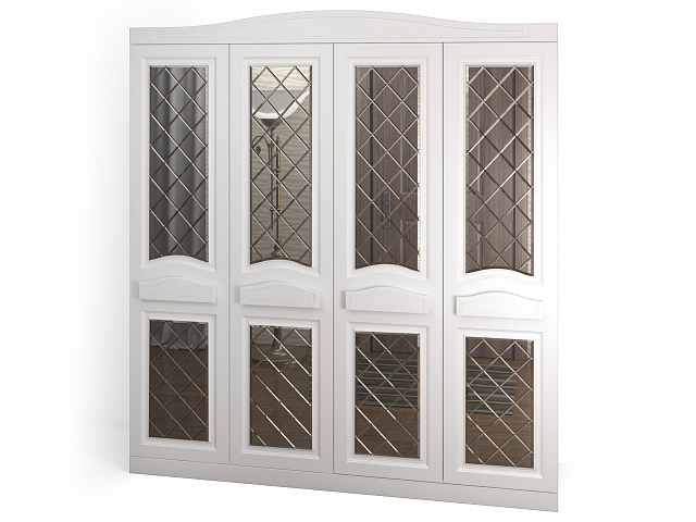 Шкаф четырехcтвopчaтый распашной "Венеция-2" зеркало гравировка/зеркало гравировка