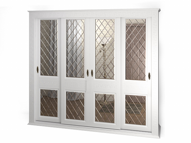 Шкаф-купе четырехcтвopчaтый "Греция" зеркало гравировка/зеркало гравировка