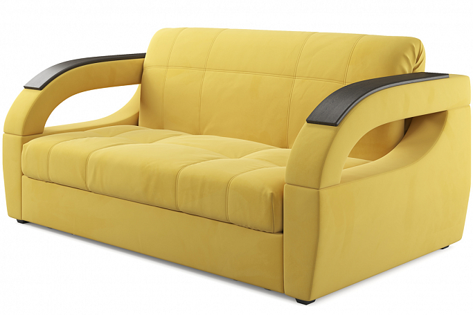 Диван-кровать "Монреаль" велюр Maseri yellow (Мазери Йеллоу) 13, МДФ венге