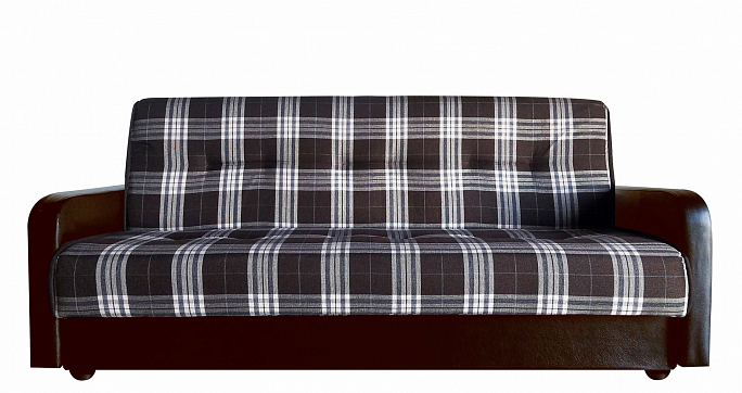 Диван-кровать "Кантри" рогожка и коричневая экокожа