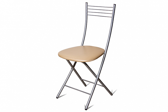 Стул складной "Хлоя" серебро, экокожа С-101